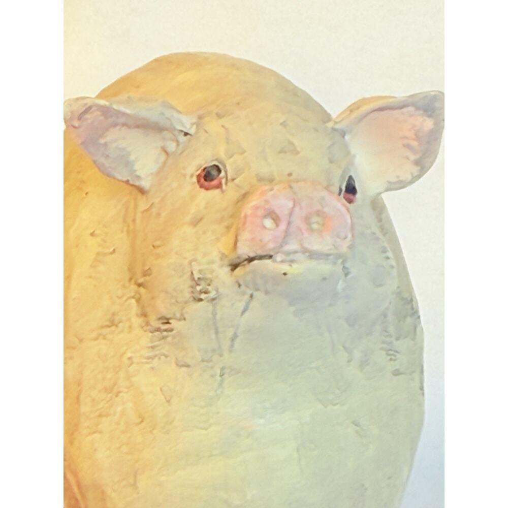 Primitive Folk Art Wooden Pig Figurine Farmhouse Country Decor - Picture 8 of 10